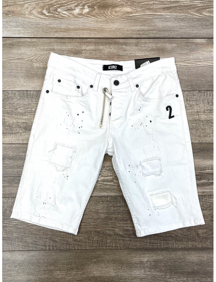 Short Jean ZOOM FLIGHT blanc slim 2