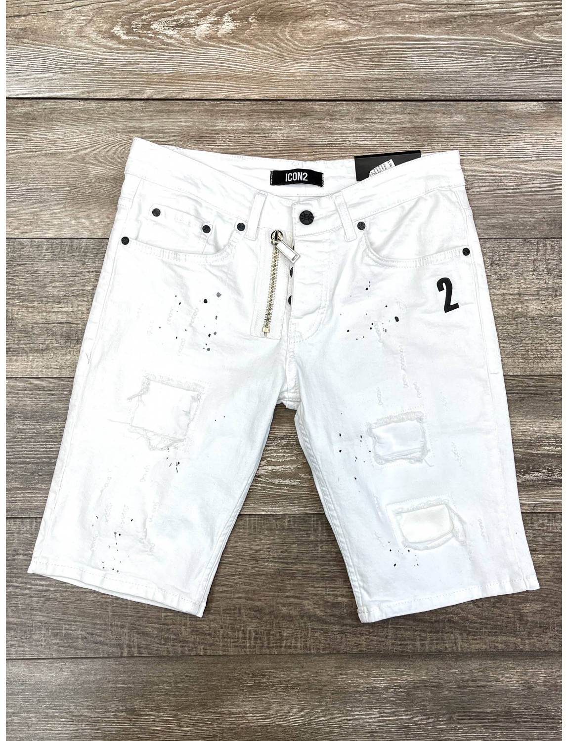 Short Jean ZOOM FLIGHT blanc slim