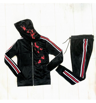 Ensemble ZOOM FLIGHT noir velours FLEURE