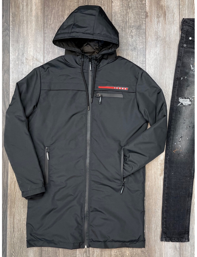 Veste Icon2 veste longue noir a capuche 2
