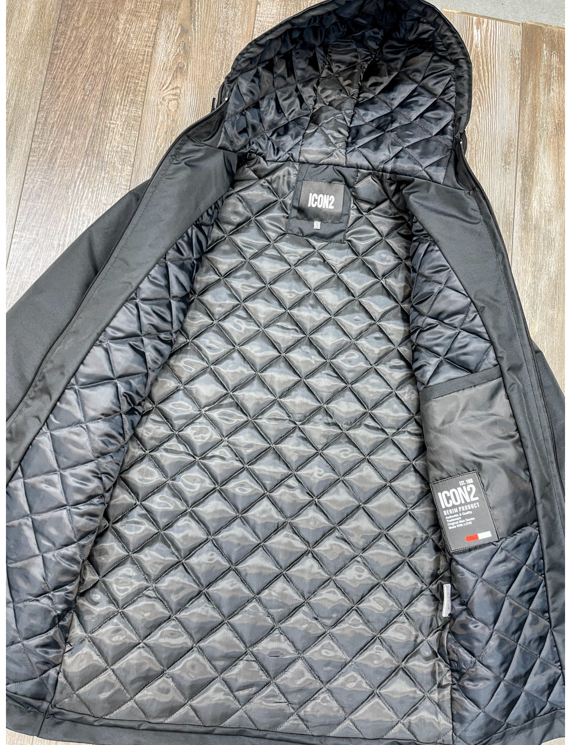 Veste Icon2 veste longue noir a capuche