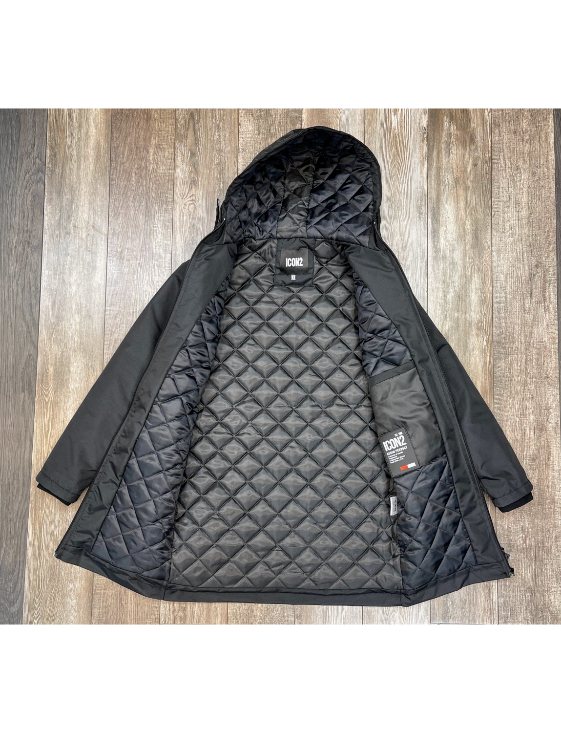 Veste Icon2 veste longue noir a capuche