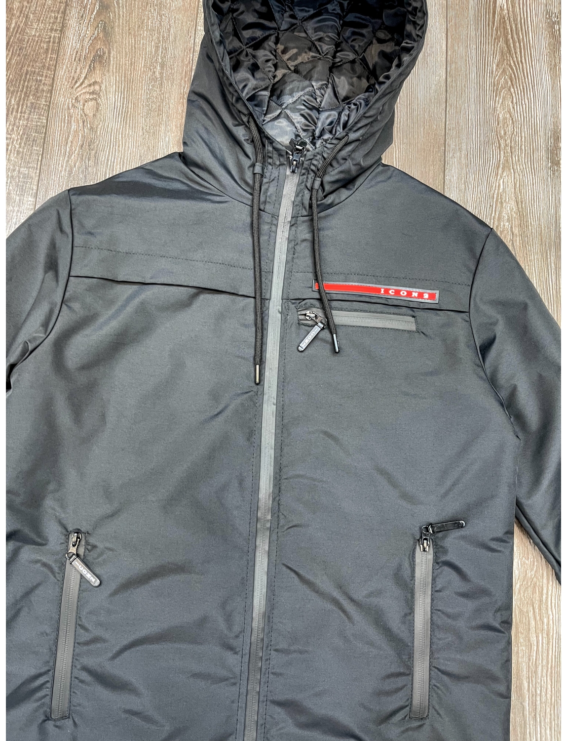 Veste Icon2 veste longue noir a capuche