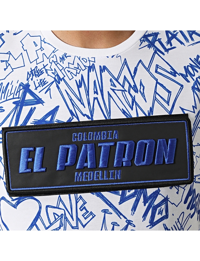 Tee shirt El Patron blanc bleu 2