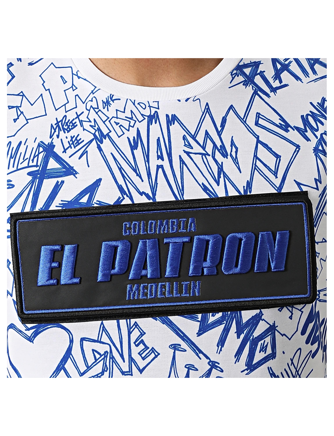 Tee shirt El Patron blanc bleu