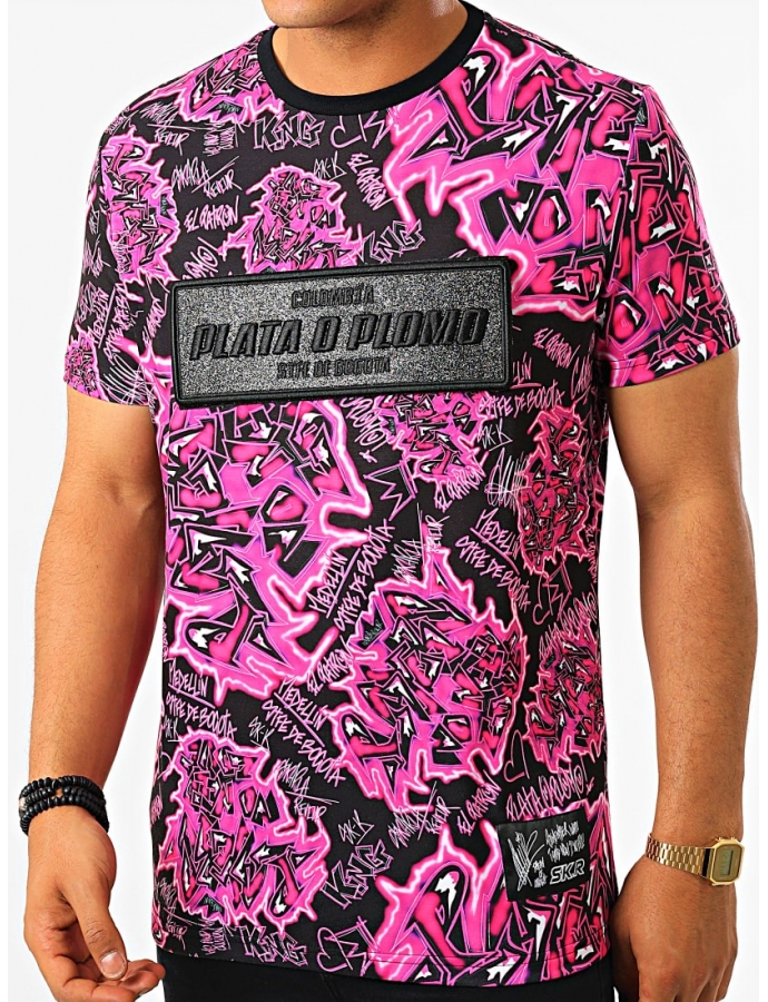 Tee shirt skr Plata o plomo Noir rose 2