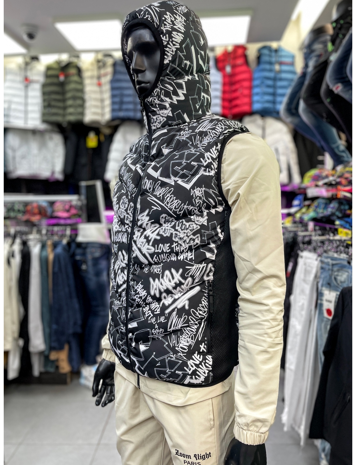 Doudoune SKR graffiti Noir Blanc