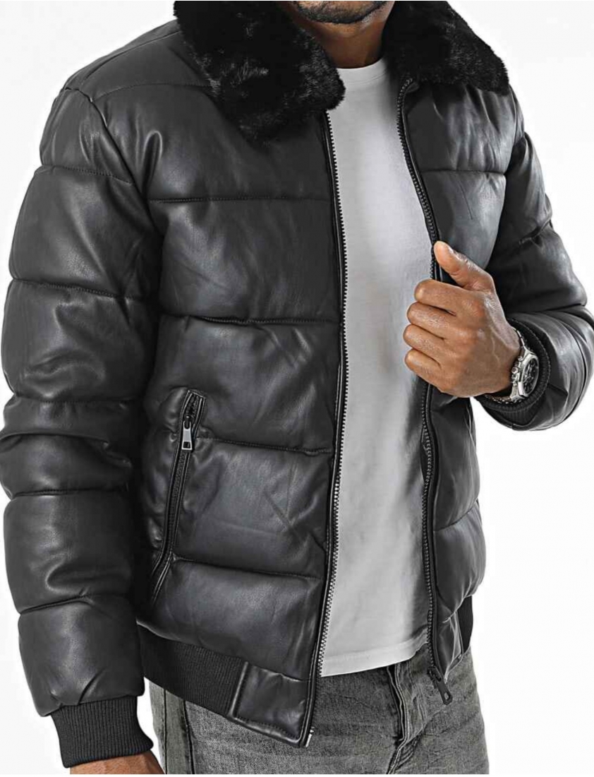 Blouson doudoune similicuir KAYMAXX