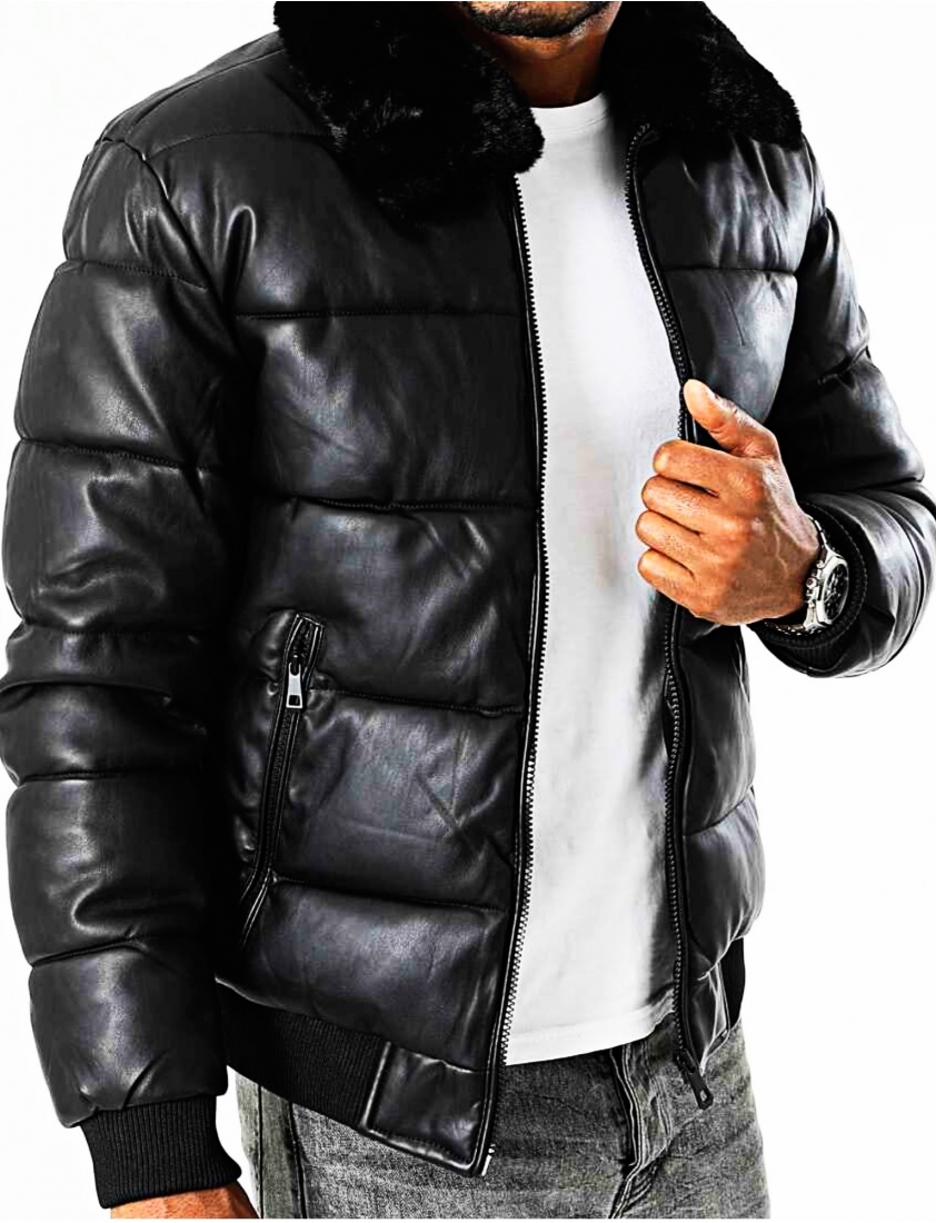 Blouson doudoune similicuir KAYMAXX