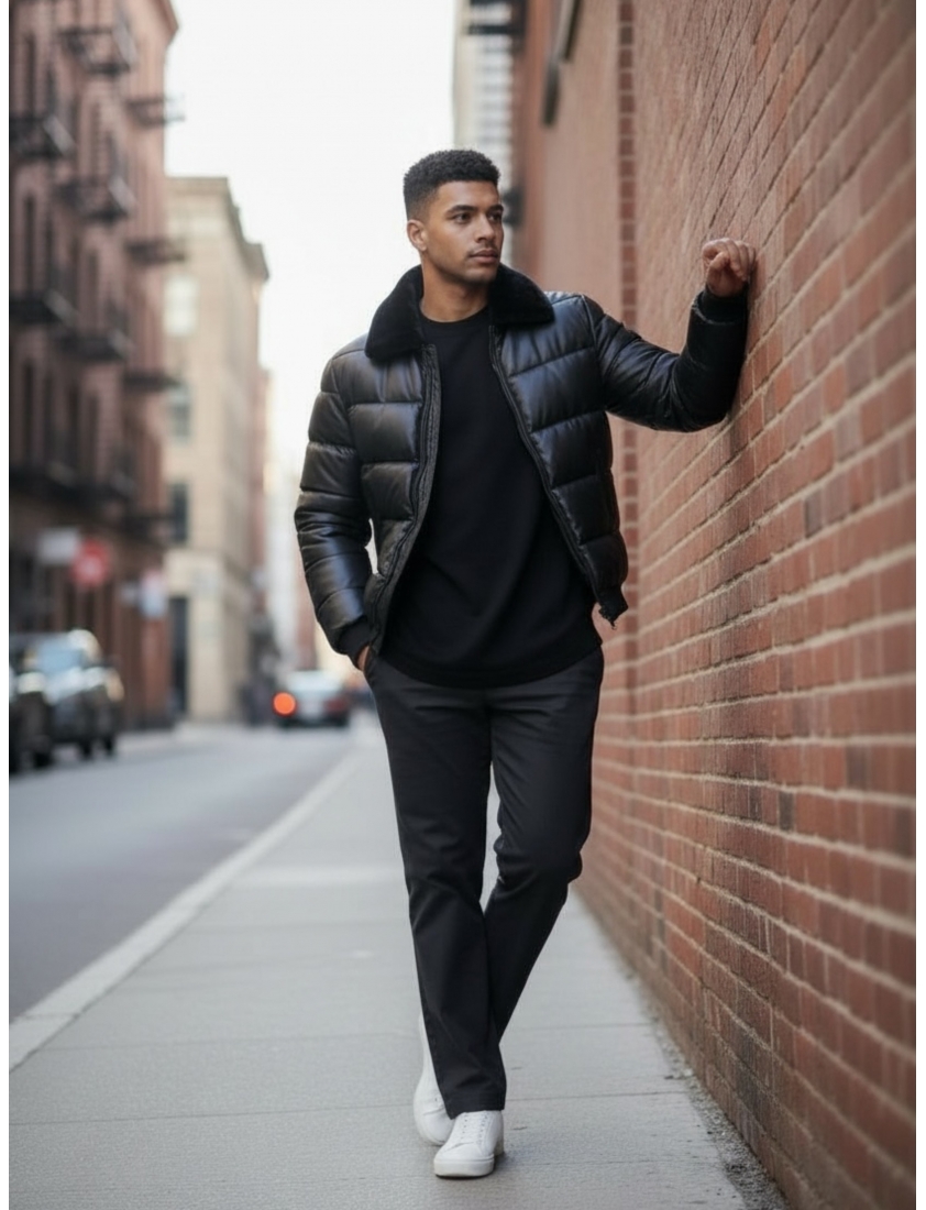 Blouson doudoune similicuir KAYMAXX