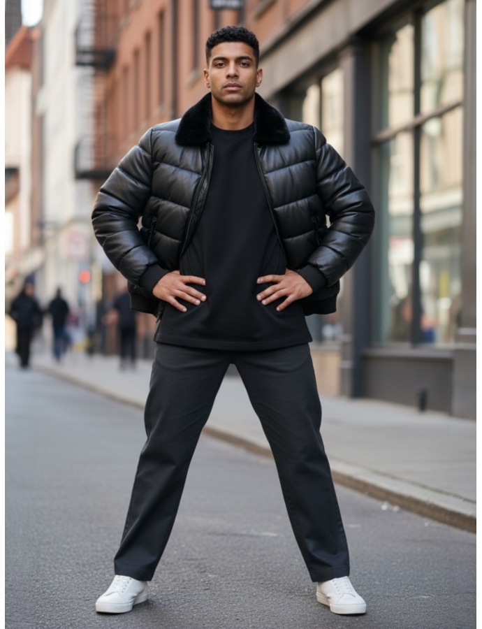 Blouson doudoune similicuir KAYMAXX