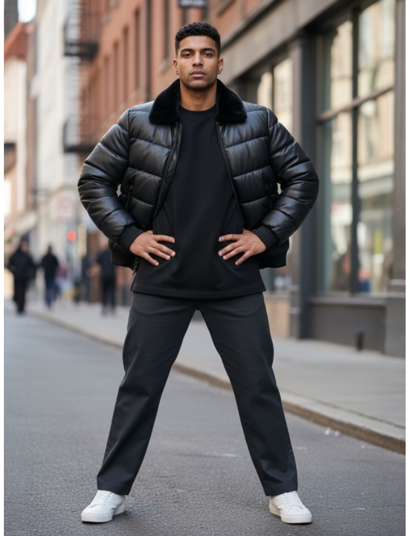 Blouson doudoune similicuir KAYMAXX