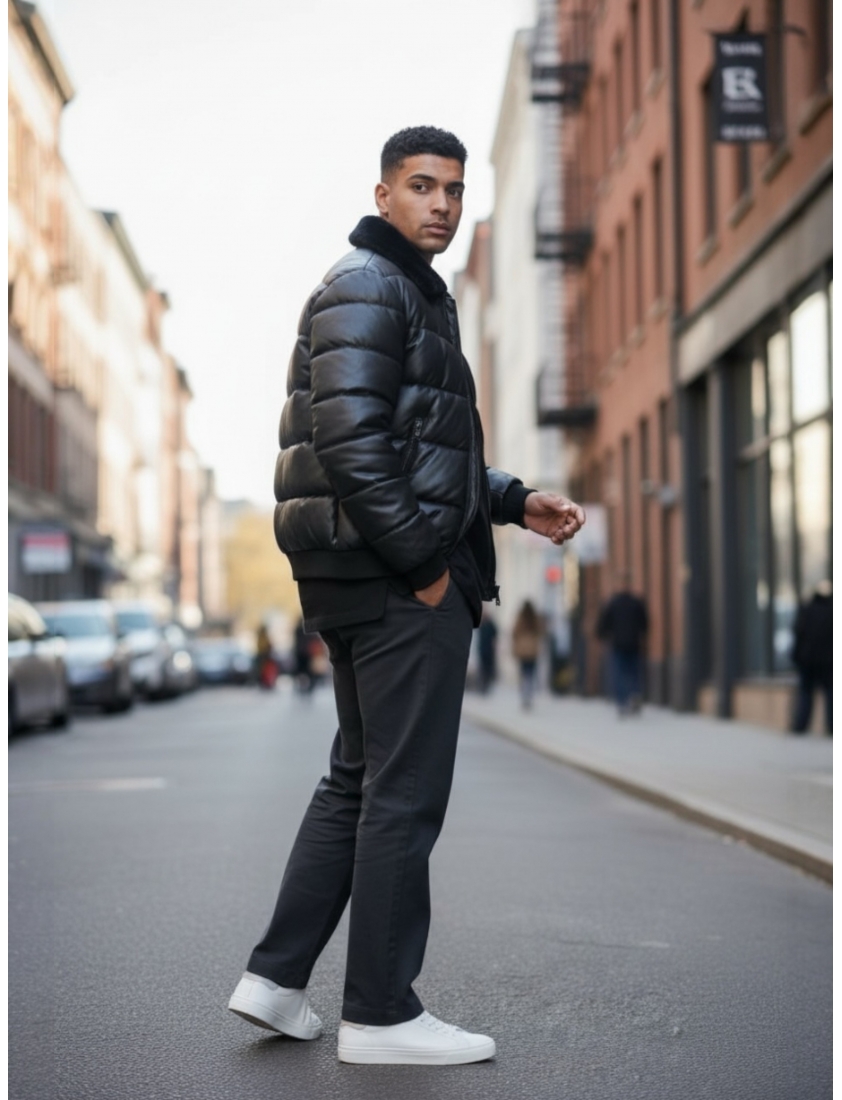 Blouson doudoune similicuir KAYMAXX
