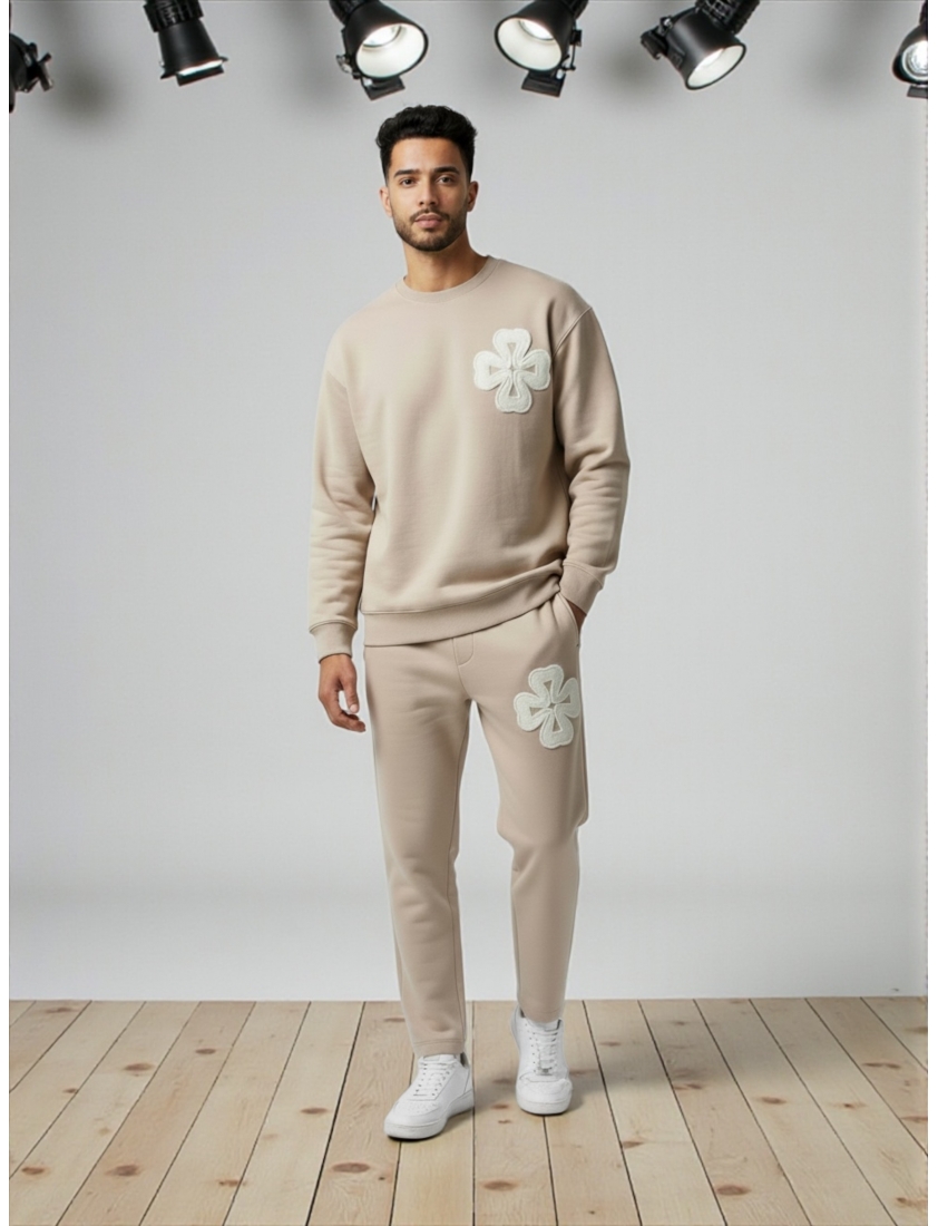 Ensemble Molleton Trèfle beige