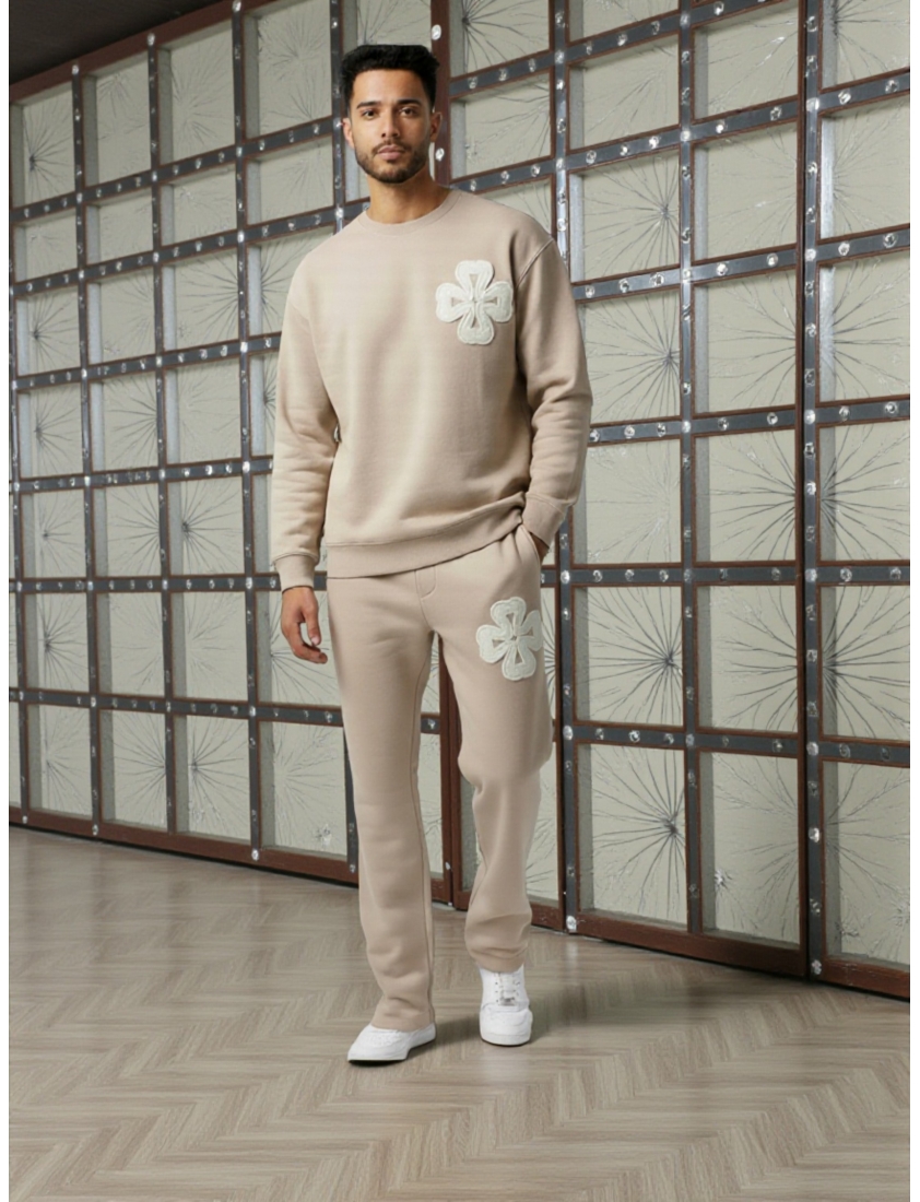 Ensemble Molleton Trèfle beige