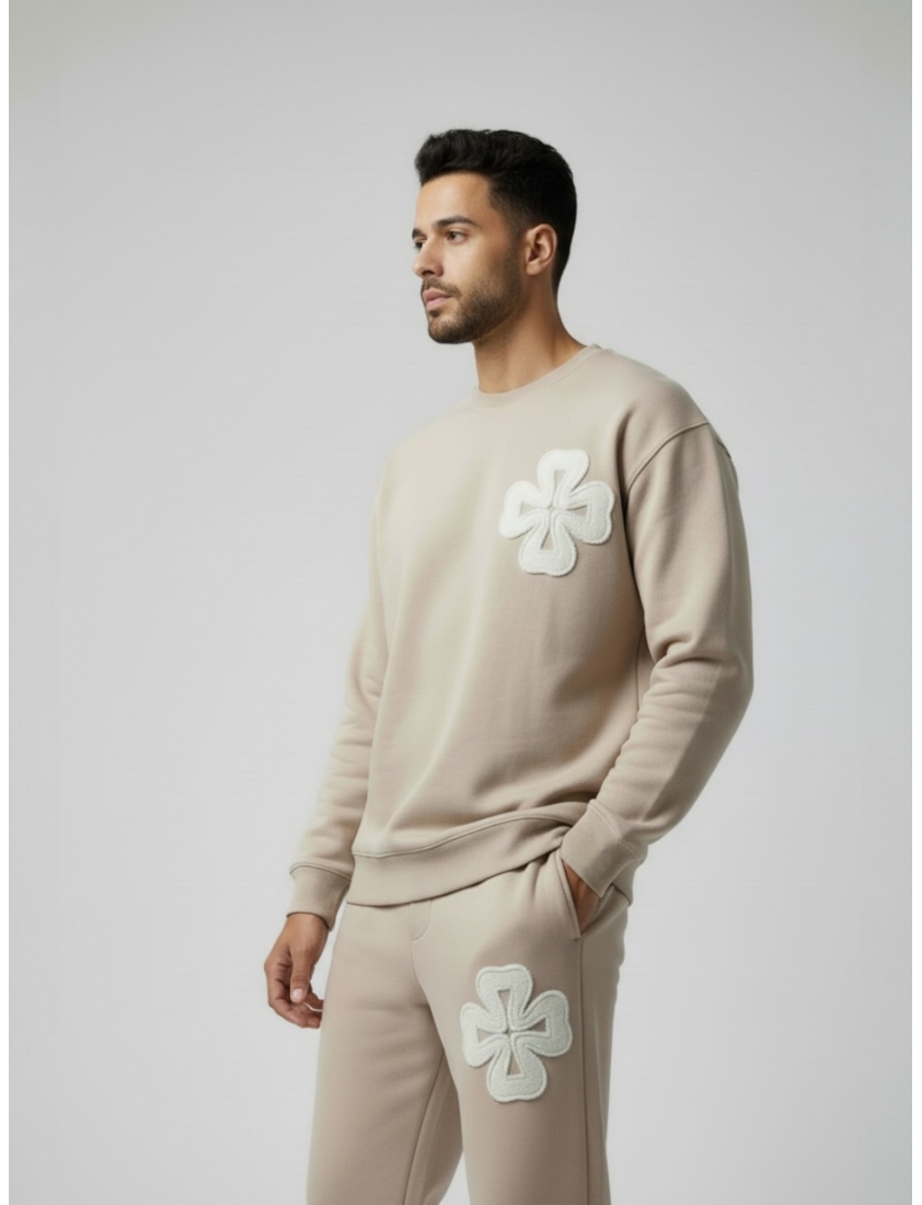 Ensemble Molleton Trèfle beige
