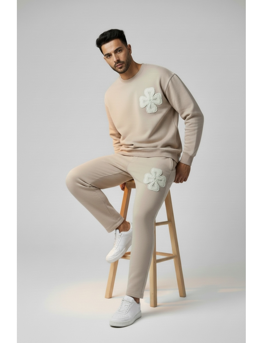 Ensemble Molleton Trèfle beige