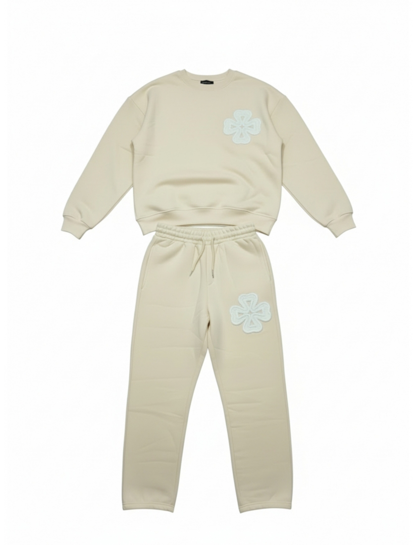 Ensemble Molleton Trèfle beige