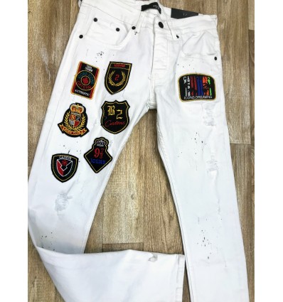 jean ZOOM FLIGHT Blanc patch
