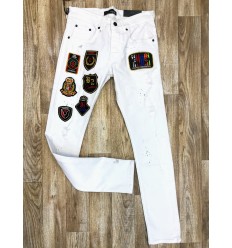 jean ZOOM FLIGHT Blanc patch 2
