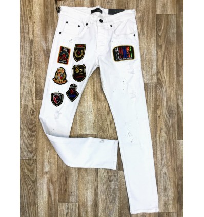 jean ZOOM FLIGHT Blanc patch