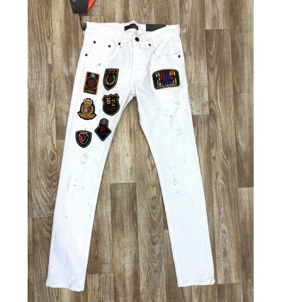 jean ZOOM FLIGHT Blanc patch